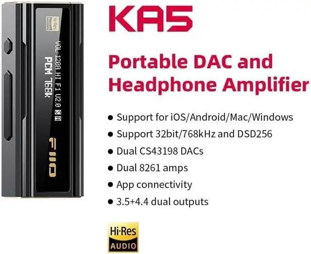 Alt view image 2 of 4 - FiiO KA5 USB DAC Headphone Amp with 3.5mm and 4.4mm Outputs
