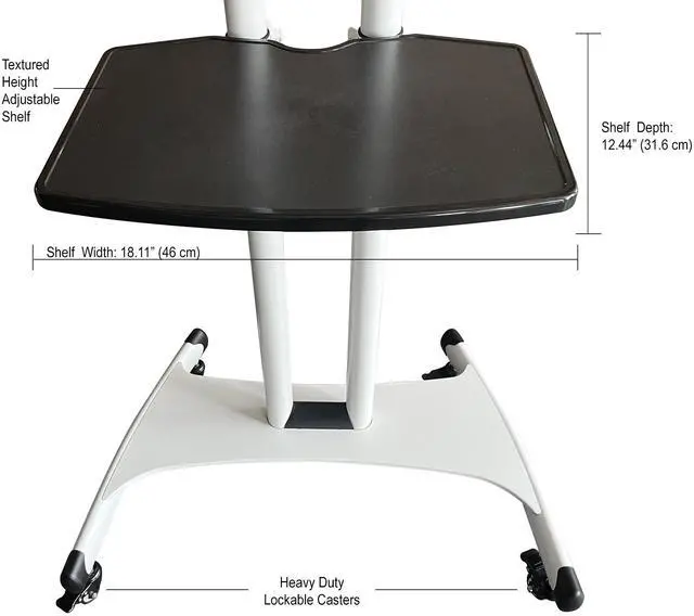 Alt view image 4 of 7 - Boost Industries AVC3265ii-WH Universal Mobile TV Cart TV Stand for 32 to 80 TVs (White)