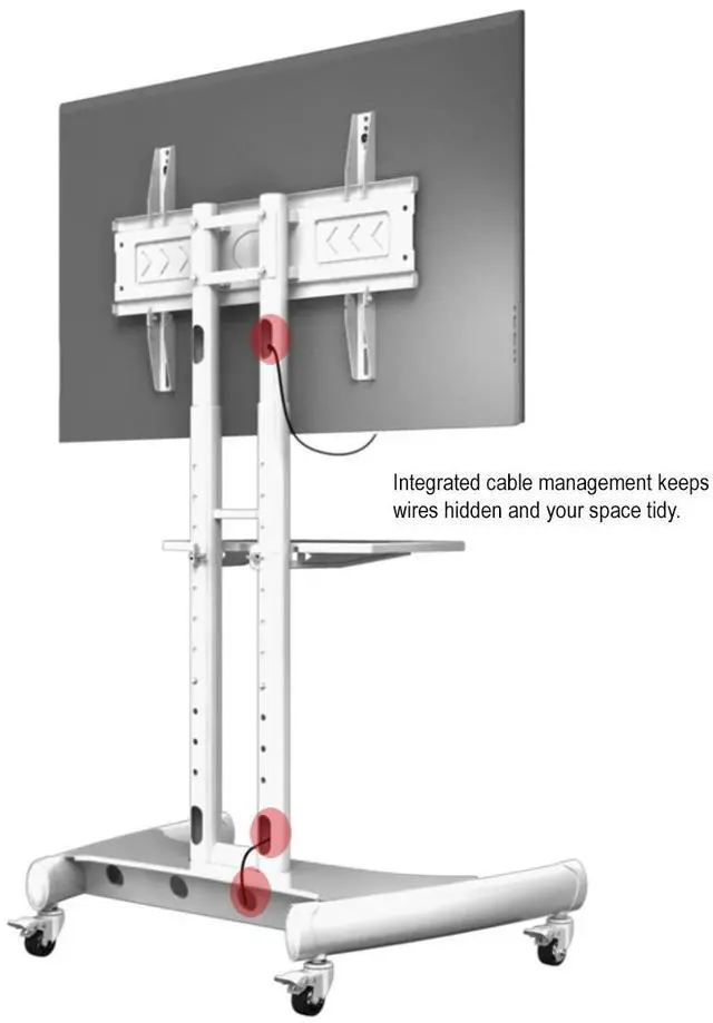 Alt view image 5 of 7 - Boost Industries AVC3265ii-WH Universal Mobile TV Cart TV Stand for 32 to 80 TVs (White)