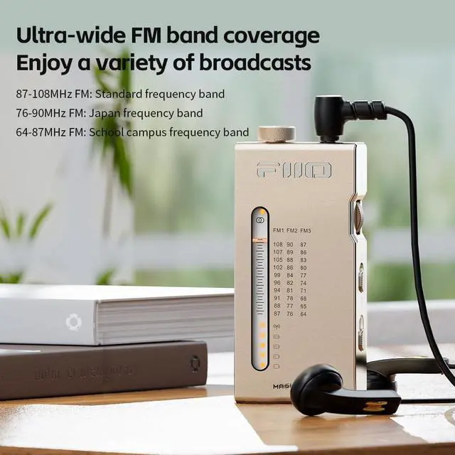 Alt view image 6 of 7 - FiiO RR11 Portable HiFi FM Stereo Radio Receiver with Analog PVR Tuning, BASS+3D Sound Effects, 64MHz-108MHz (Black)