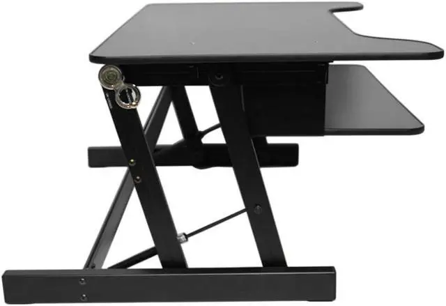 Alt view image 2 of 15 - Rocelco Height Adjustable Standing Desk Riser - ADR 32" wide - Black Finish - with Bonus Screen Cleaner