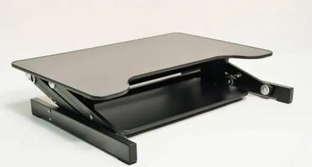 Alt view image 3 of 15 - Rocelco Height Adjustable Standing Desk Riser - ADR 32" wide - Black Finish - with Bonus Screen Cleaner