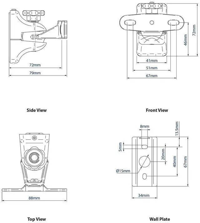 Alt view image 4 of 5 - Rocelco B-Tech (BTech)BT332 Universal Speaker Wall Mount - Pair
