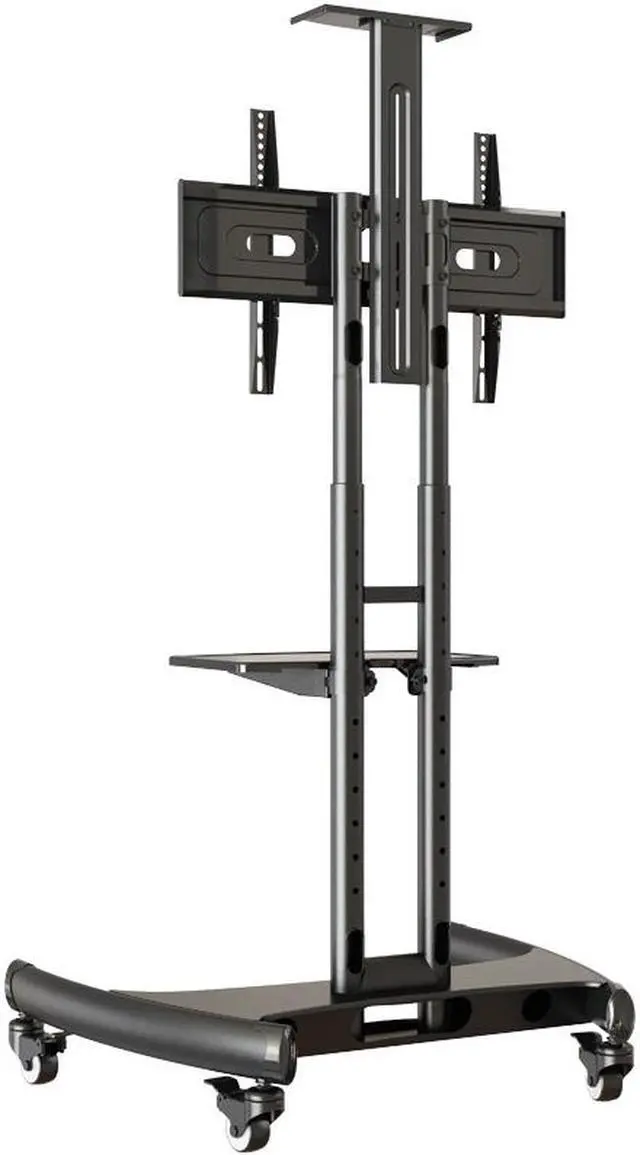Alt view image 6 of 13 - Rocelco VSTC Standard Rolling, Mobile TV Cart Mount (Black) Mobile Cart
