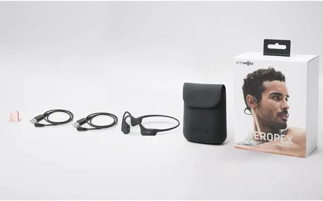 Alt view image 6 of 17 - Aftershokz Aeropex Bone Conduction Headset with Microphone (Lunar Gray)