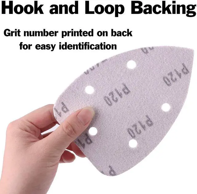 Alt view image 4 of 7 - 120 Pack Mouse Detail Sander Sandpaper - Includes 40, 60, 80, 120, 180, and 240 Grits (20 Sheets of Each Grit), Hook and Loop, 5 Hole