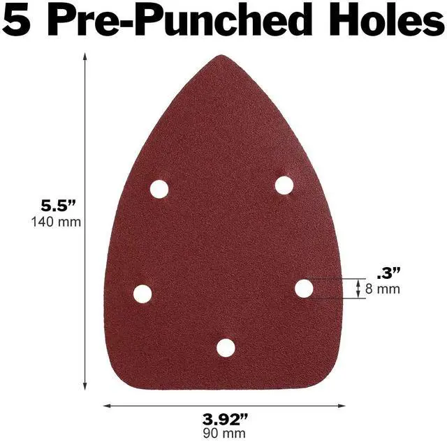 Alt view image 3 of 7 - 120 Pack Mouse Detail Sander Sandpaper - Includes 40, 60, 80, 120, 180, and 240 Grits (20 Sheets of Each Grit), Hook and Loop, 5 Hole