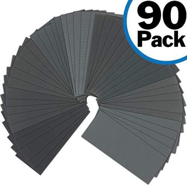 Main image of 90 Pack Sandpaper Sheet Assortment, 400 to 3000 Grit for Wet or Dry Sanding 9 x 3.6 Inch Waterproof Sheets for Automotive, Wood Furniture Finishing, Crafts, and More