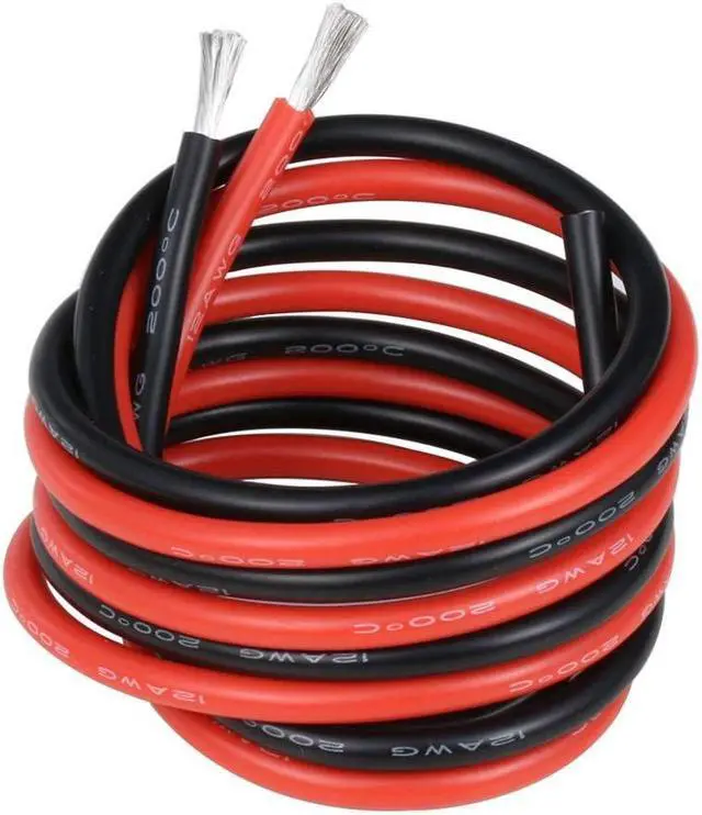 Main image of 12 Gauge Stranded Copper wire 10 ft red and 10 ft black Flexible Silicone 12 AWG Wire
