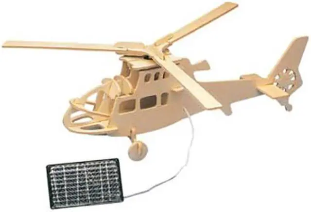Alt view image 5 of 5 - Solar Powered Wooden Helicopter Model with Motor Educational Kit