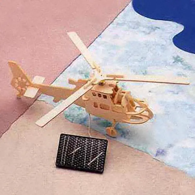 Alt view image 4 of 5 - Solar Powered Wooden Helicopter Model with Motor Educational Kit