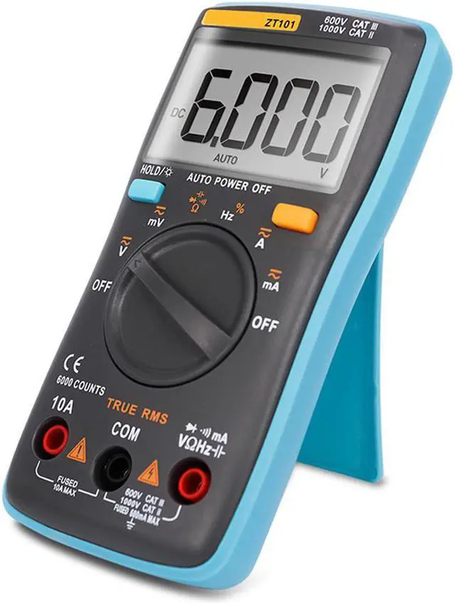 Alt view image 4 of 7 - Auto-Ranging True RMS Digital Multimeter 6000 Counts & Backlit LCD Display, Measures AC/DC Voltage & Current, Resistance, Capacitance, Frequency, Duty Cycle, Diode, Continuity