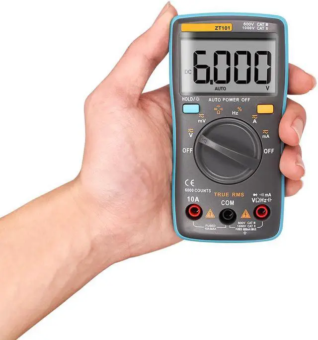 Alt view image 2 of 7 - Auto-Ranging True RMS Digital Multimeter 6000 Counts & Backlit LCD Display, Measures AC/DC Voltage & Current, Resistance, Capacitance, Frequency, Duty Cycle, Diode, Continuity