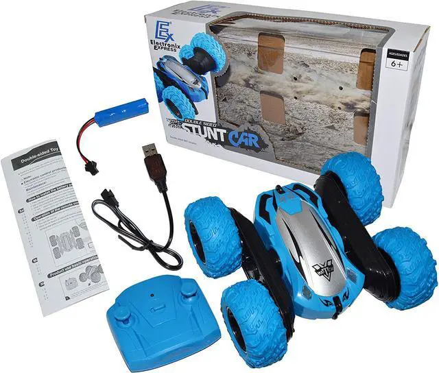 Alt view image 7 of 7 - Remote Controlled Double-Sided Stunt Car with Rechargeable Battery (Blue)