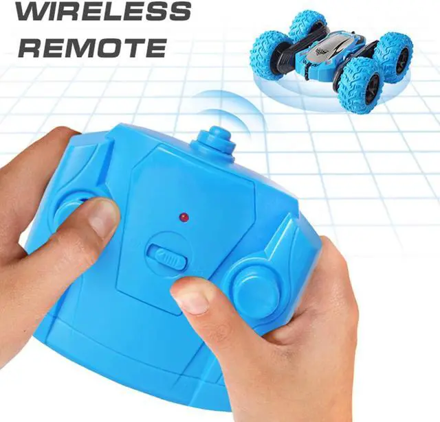 Alt view image 4 of 7 - Remote Controlled Double-Sided Stunt Car with Rechargeable Battery (Blue)