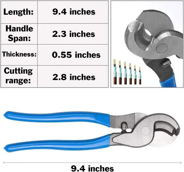 Alt view image 6 of 6 - Battery Cable Lug Wire Crimper and Cable Cutter for 0, 1, 2, 4, 6, 8, 10 AWG - Professional Electrician Crimping Tool Kit