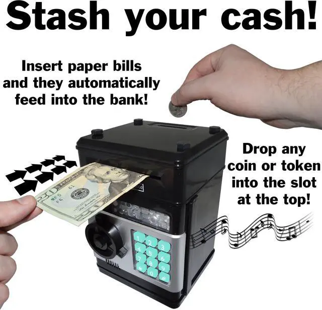 Alt view image 2 of 6 - Cash Vault for Kids - Password Protect Your Bills and Coins - Bank Safe Features Sound Effects, Lights, and Music