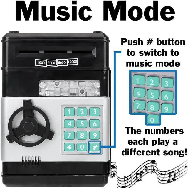 Alt view image 5 of 6 - Cash Vault for Kids - Password Protect Your Bills and Coins - Bank Safe Features Sound Effects, Lights, and Music