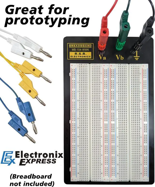 Alt view image 3 of 5 - 6 Piece Set Banana to Banana Test Leads, 36" Long Each, Stackable, Colors: Red, Black, White, Blue, Green, and Yellow