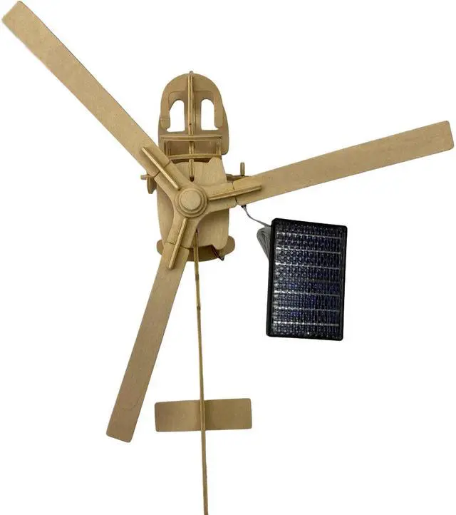 Alt view image 2 of 5 - Solar Powered Wooden Helicopter Model with Motor Educational Kit