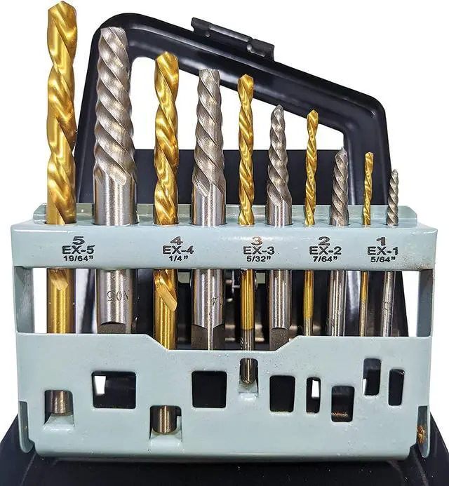 Alt view image 5 of 7 - 10 Piece Screw Extractor and Left Hand Drill Bit Set, Easily Remove Stripped Screws and Damaged Bolts, Includes 5 HSS Left-Hand Drill Bits, 5 GCr15 Extractors, and Metal Case