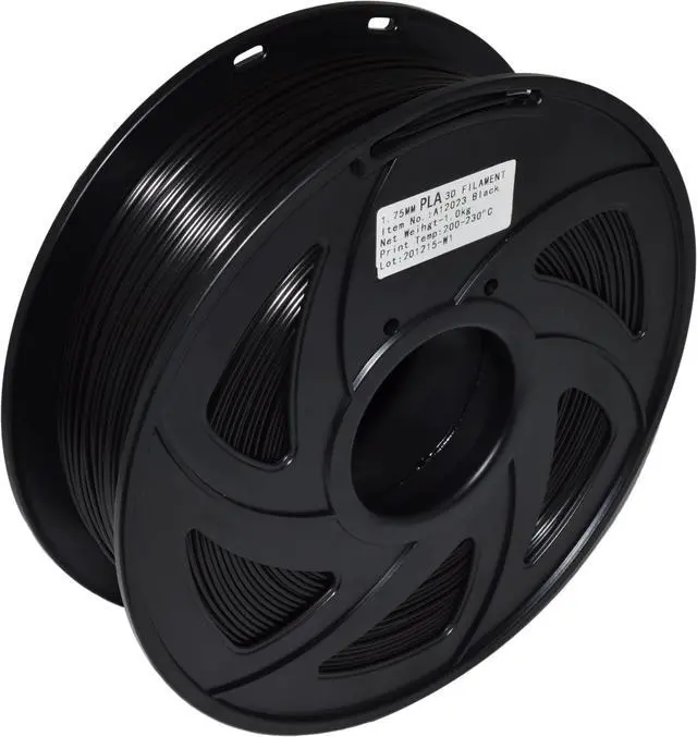 Main image of Black Color PLA 3D Printer Filament, 1.75 mm Diameter with +/-0.02 mm Accuracy, 1 kg Spool (2.2 lbs)