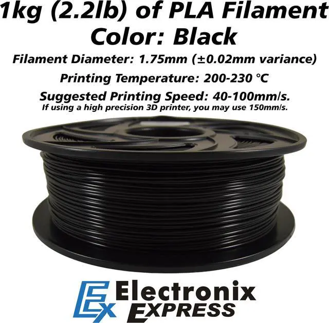 Alt view image 2 of 5 - Black Color PLA 3D Printer Filament, 1.75 mm Diameter with +/-0.02 mm Accuracy, 1 kg Spool (2.2 lbs)