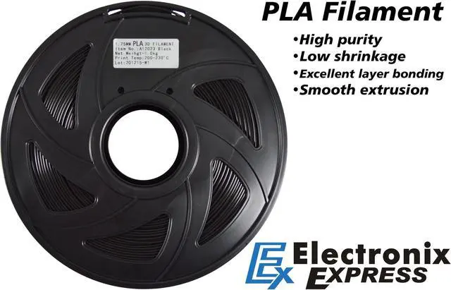 Alt view image 4 of 5 - Black Color PLA 3D Printer Filament, 1.75 mm Diameter with +/-0.02 mm Accuracy, 1 kg Spool (2.2 lbs)