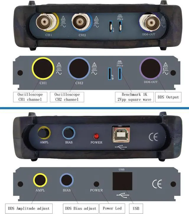Alt view image 3 of 6 - Dual Channel USB Digital Oscilloscope with Spectrum Analyzer / DDS / Sweep / Data Recorder - Electronix Express
