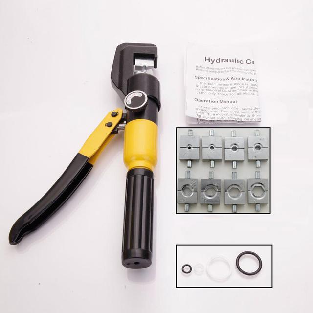 Alt view image 2 of 7 - 10 Ton Hydraulic Crimper with 8 Dies and Storage Case - Crimping Tool for Wire, Battery, Cable, Lug, Terminal