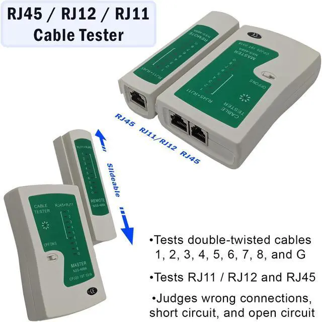 Alt view image 4 of 7 - 9-in-1 Network Toolkit with RJ45 Ethernet Crimping Tool, Krone Type Punch Down Tool, Networking Cable Tester, RJ45 Connectors, Wire Strippers, and Screwdrivers with Carrying Case
