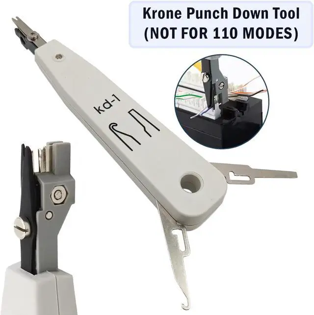 Alt view image 5 of 7 - 9-in-1 Network Toolkit with RJ45 Ethernet Crimping Tool, Krone Type Punch Down Tool, Networking Cable Tester, RJ45 Connectors, Wire Strippers, and Screwdrivers with Carrying Case
