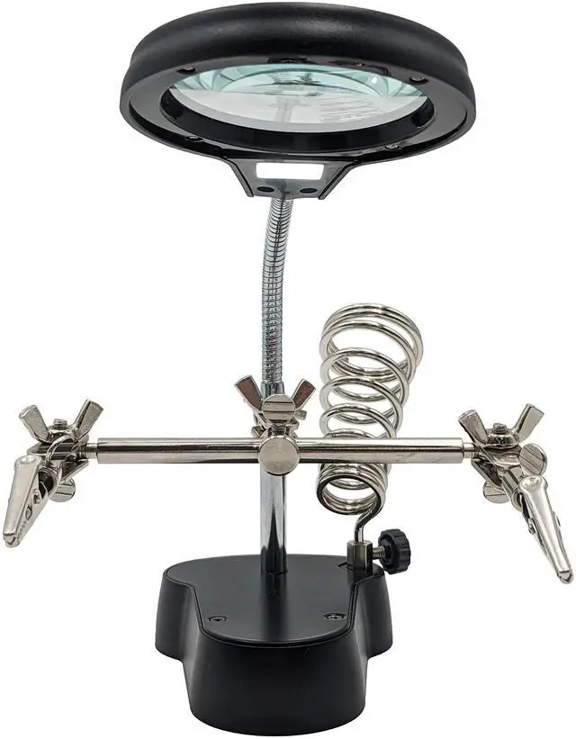 Alt view image 5 of 6 - Helping Hand Project Holder with Flexible 2.5x Magnifying Glass, LED Lights, and Soldering Iron Holder