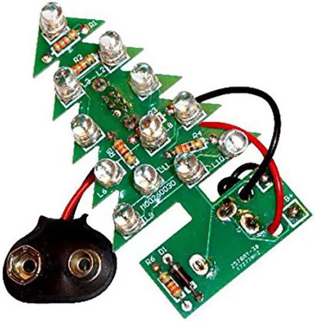 Main image of Colorful Flashing Christmas Tree Beginner Level Soldering Kit