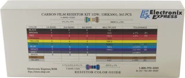 Alt view image 5 of 6 - 365 Piece Resistor Kit 1/2 Watt in Compartmentalized Cardboard Storage Box
