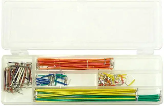 Main image of 140 Piece Jumper Wire Kit for Breadboarding, Assorted Lengths and Colors in Plastic Storage Case