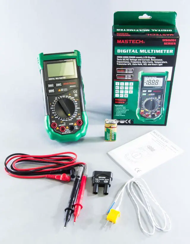 Alt view image 3 of 7 - Mastech MS8264 30-Range Digital Multimeter with Temperature Measurement, 3 1/2 Digit Backlit Display