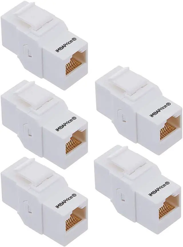 Main image of iMBAPrice Unvieral RJ45 Keystone Jack Inline Coupler for Cat6 / Cat5e Keystone Wall Plate (5 Pack) White