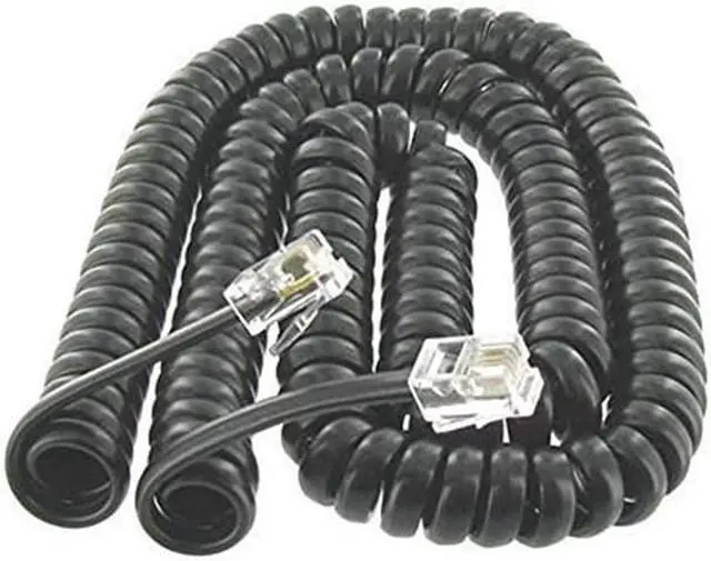 Alt view image 3 of 4 - leegoal coiled telephone phone handset cable cord,black
