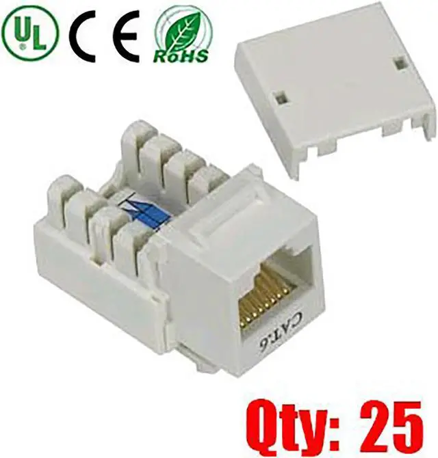 Main image of iMBAPrice (Pack of 25) White Cat6 Punch Down RJ45 Keystone Jack