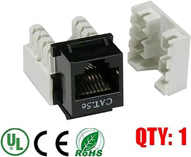 Main image of iMBAPrice Black Cat5e RJ45 Punch Down Keystone Jack, 1 Pack, (IMBA-C5KSPD-BK-1PK)