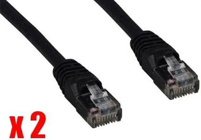 Main image of iMBAPrice 14Ft (Pack of 2) CAT5e RJ45 Patch Ethernet Network Cable 14 FT Black For PC, Mac, Laptop, PS2, PS3, XBox, and XBox 360
