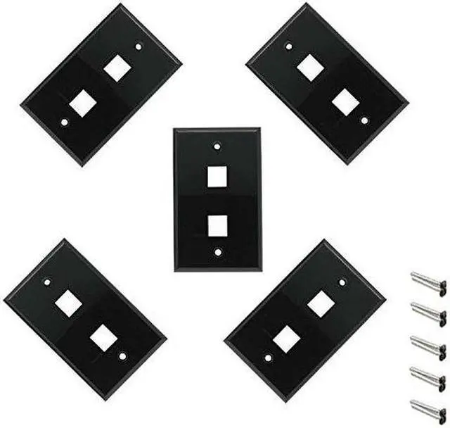 Main image of iMBAPrice 2 Port Keystone Jack Wall Plate 1-Gang - Black (Pack of 5)