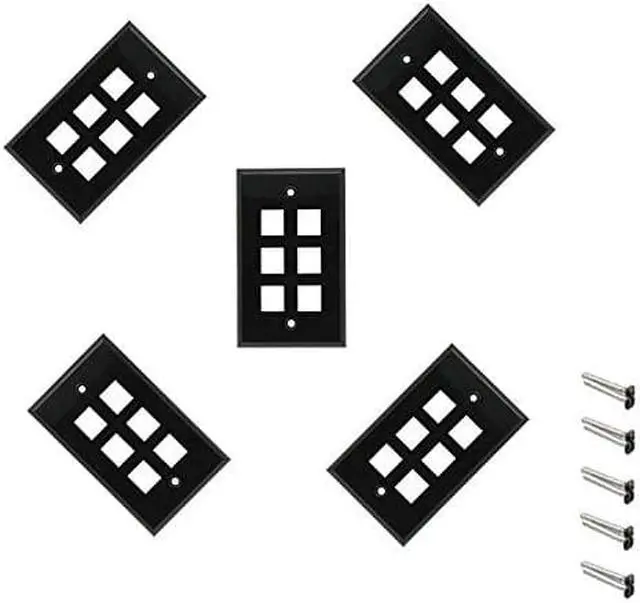 Main image of iMBAPrice 6 Port Keystone Jack Wall Plate 1-Gang - Black (Pack of 5)