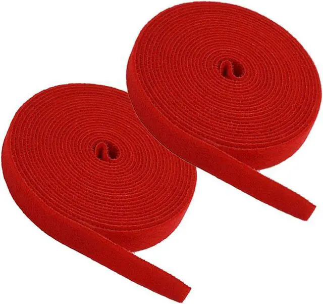 Main image of iMBAPrice (Pack of 2) 5 yard Cable Fastening Tape with .75 inch Hook (Red)
