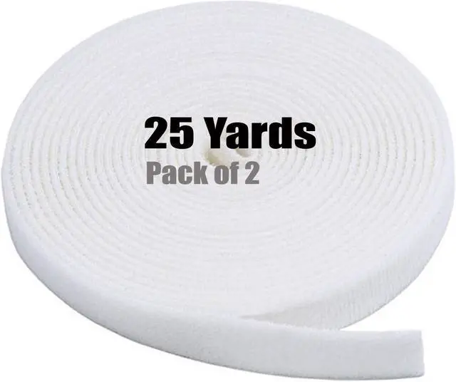Main image of iMBAPrice White Cable Fastening Tape - (Pack of 2) 0.75 inch One Wrap Hook & Loop (75 feet) 25 Yards Long