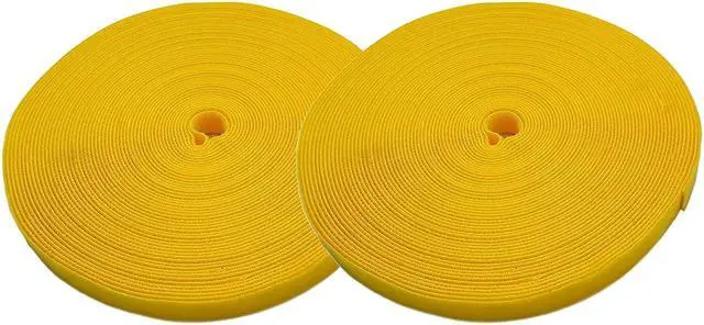 Main image of iMBAPrice Yellow Cable Fastening Tape - (Pack of 2) 0.75 inch One Wrap Hook & Loop (75 feet) 25 Yards Long