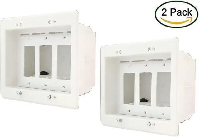 Main image of iMBAPrice DVFR3W-2 (3-Gang) Recessed Electrical Outlet Mounting Box w/ Paintable Wall Plate, 2-Pack