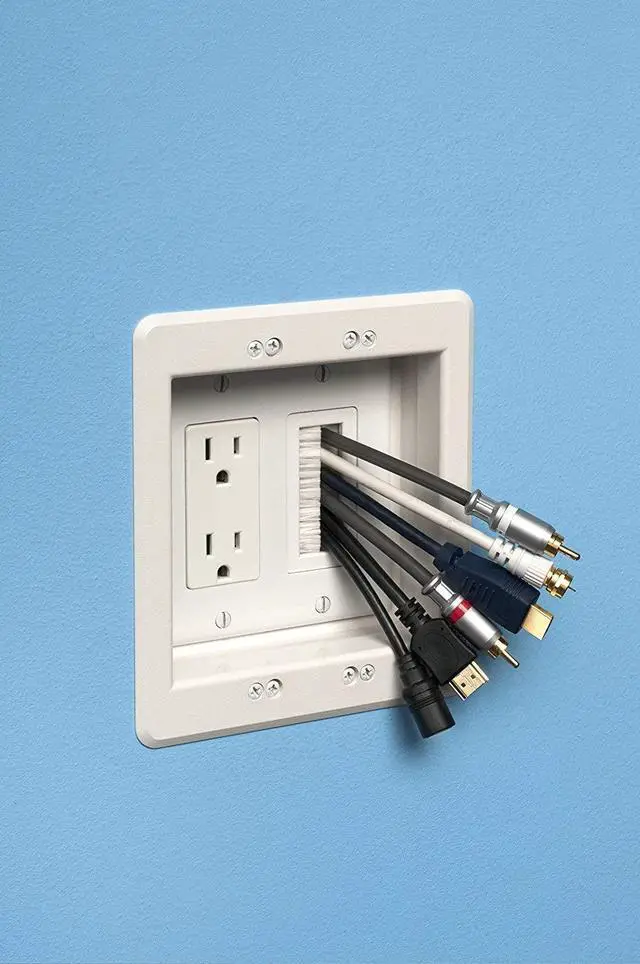 Alt view image 2 of 3 - iMBAPrice CED135-2 Cable Entry Device with Brush-Style Opening, 1-Gang, White, 2-Pack