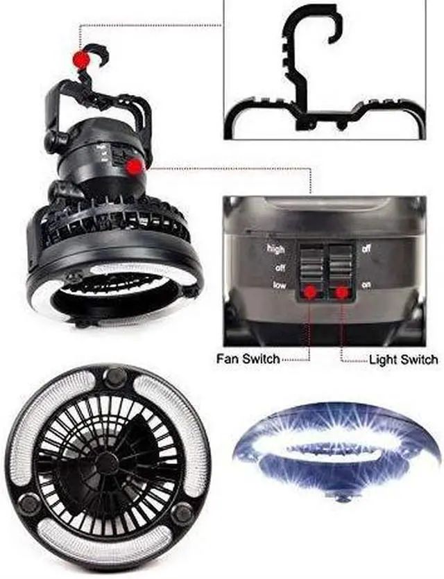 Alt view image 3 of 5 - imbaprice 2pack portable led camping lantern 18 led flashlight ceiling fan outdoor hiking fishing outages emergencies tent